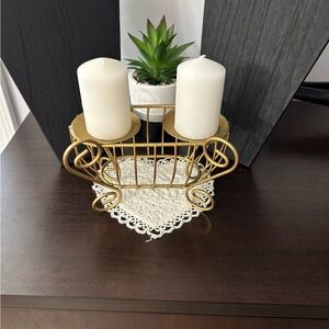 Gold double Candle Holder